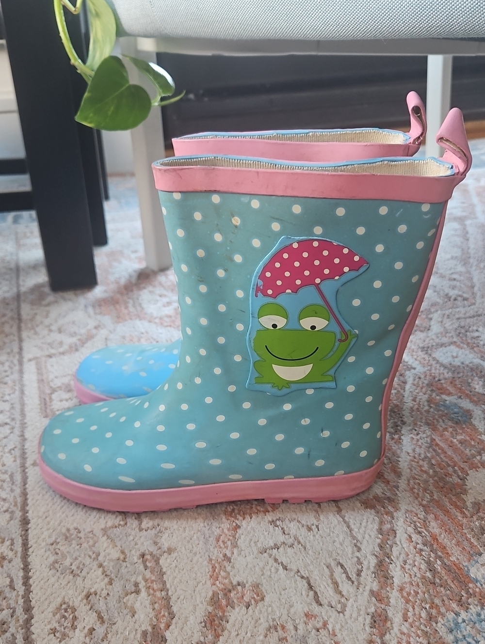 Kids Blue Polka Dot Rain Boots Sizs 1